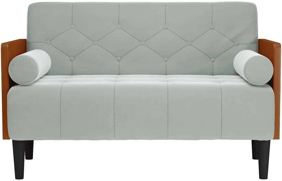 Dvivietė sofa su pagalvėlėmis, šviesiai pilka, 110 cm, aksomas