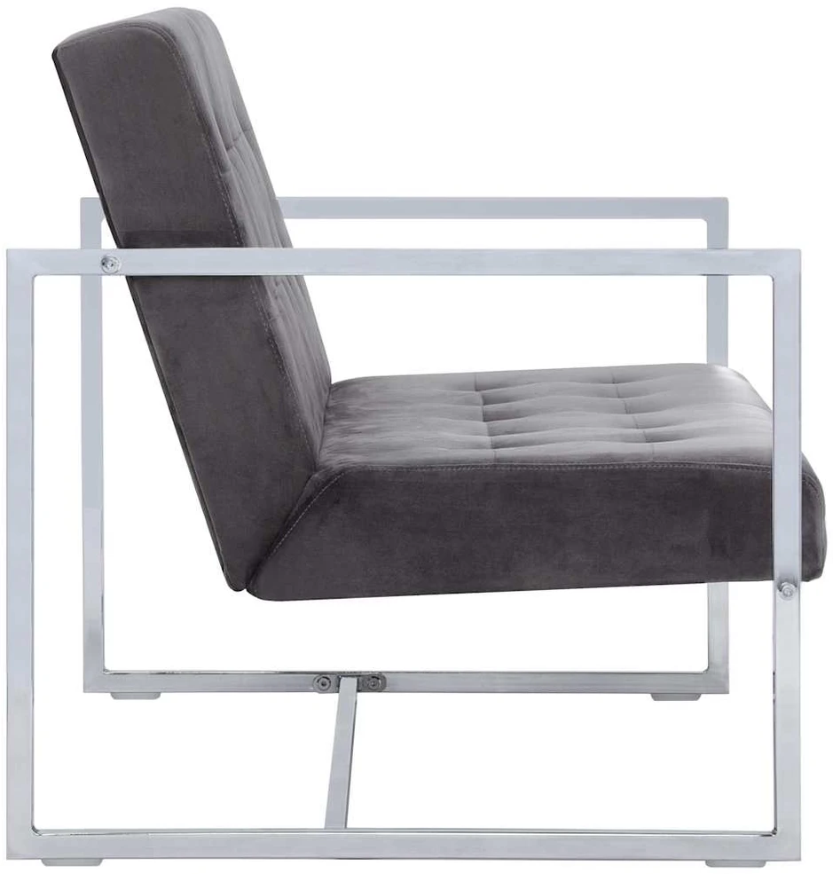 Dvivietė sofa su porankiais, tamsiai pilka, chromas ir aksomas