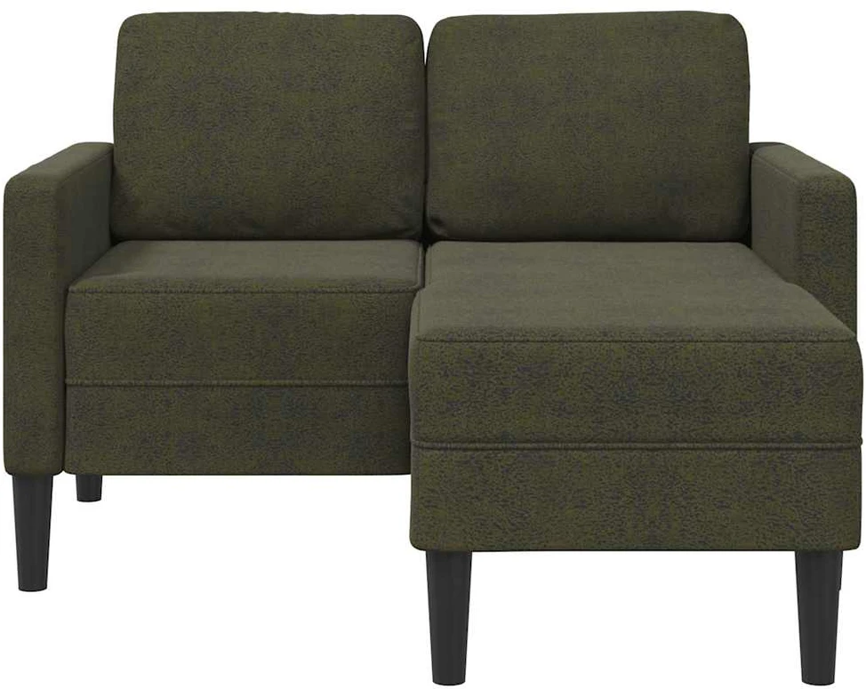 Dvivietė sofa su šezlongu, L formos, tamsiai žalia, 125 cm, dirbtinė oda