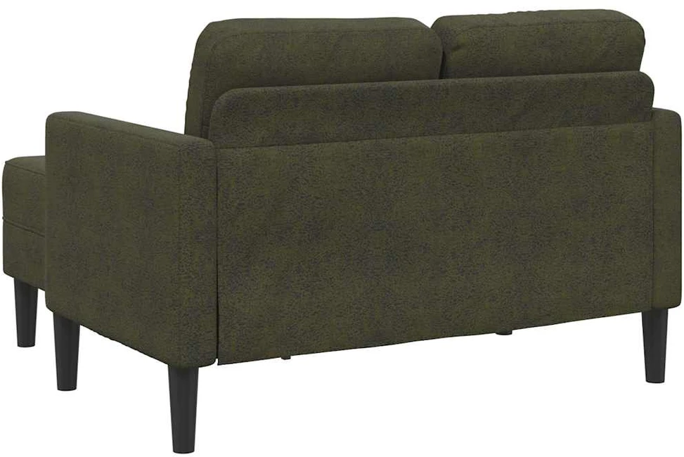 Dvivietė sofa su šezlongu, L formos, tamsiai žalia, 125 cm, dirbtinė oda