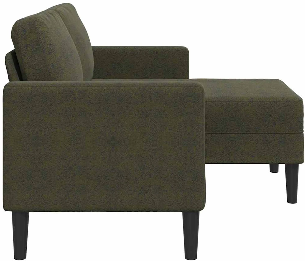 Dvivietė sofa su šezlongu, L formos, tamsiai žalia, 125 cm, dirbtinė oda