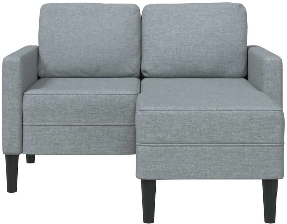Dvivietė sofa su šezlongu, L formos, šviesiai pilka, 125 cm, audinys