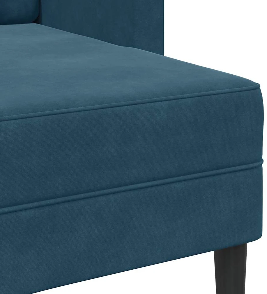 Dvivietė sofa su šezlongu, L formos, mėlyna, 125 cm, aksomas