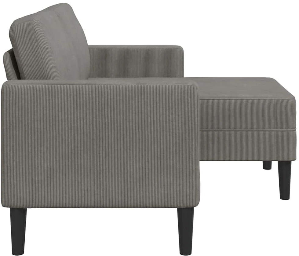 Dvivietė sofa su šezlongu, L formos, šviesiai pilka, 125 cm, linas