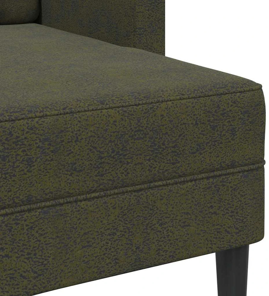 Dvivietė sofa su šezlongu, L formos, tamsiai žalia, 125 cm, dirbtinė oda