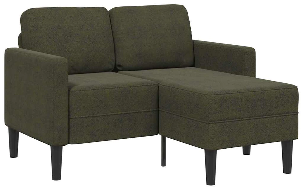 Dvivietė sofa su šezlongu, L formos, tamsiai žalia, 125 cm, dirbtinė oda