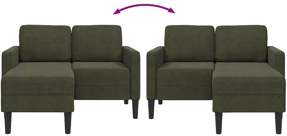 Dvivietė sofa su šezlongu, L formos, tamsiai žalia, 125 cm, dirbtinė oda