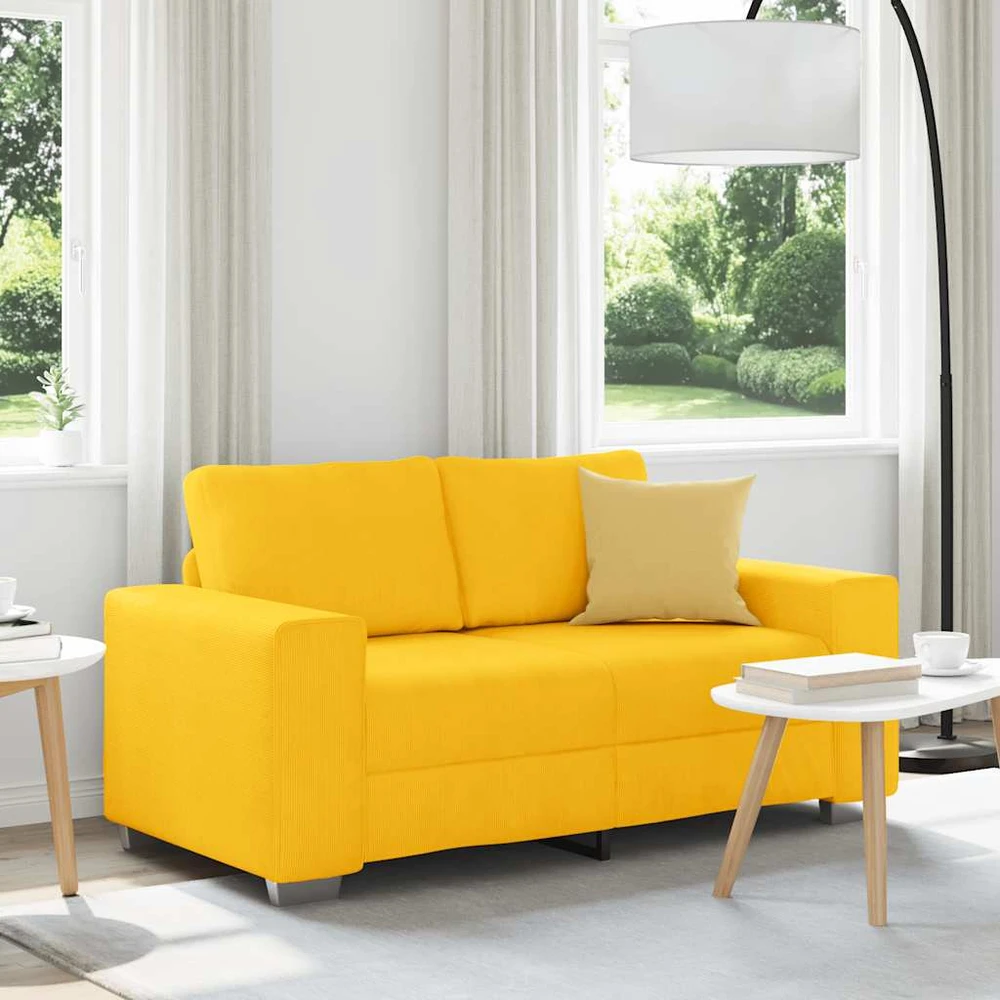 Dvivietė sofa, šviesiai geltona, 160x77x82 cm, velvetas, audinys