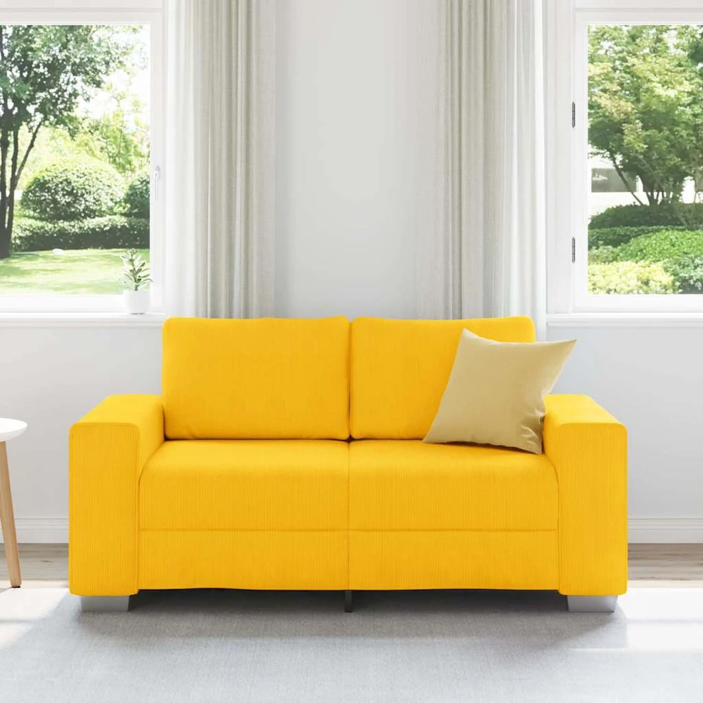 Dvivietė sofa, šviesiai geltona, 160x77x82 cm, velvetas, audinys