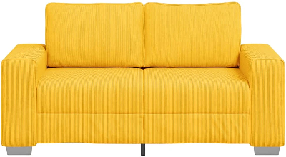 Dvivietė sofa, šviesiai geltona, 160x77x82 cm, velvetas, audinys