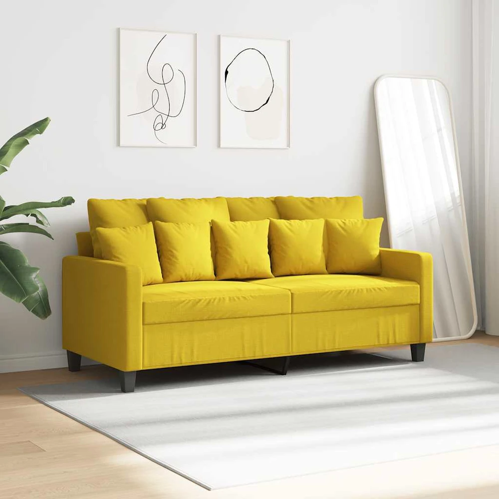 Dvivietė sofa, šviesiai geltonos spalvos, 140cm, audinys
