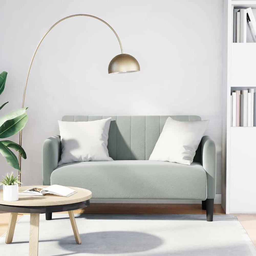 Dvivietė sofa, šviesiai pilka, 109 cm, aksomas