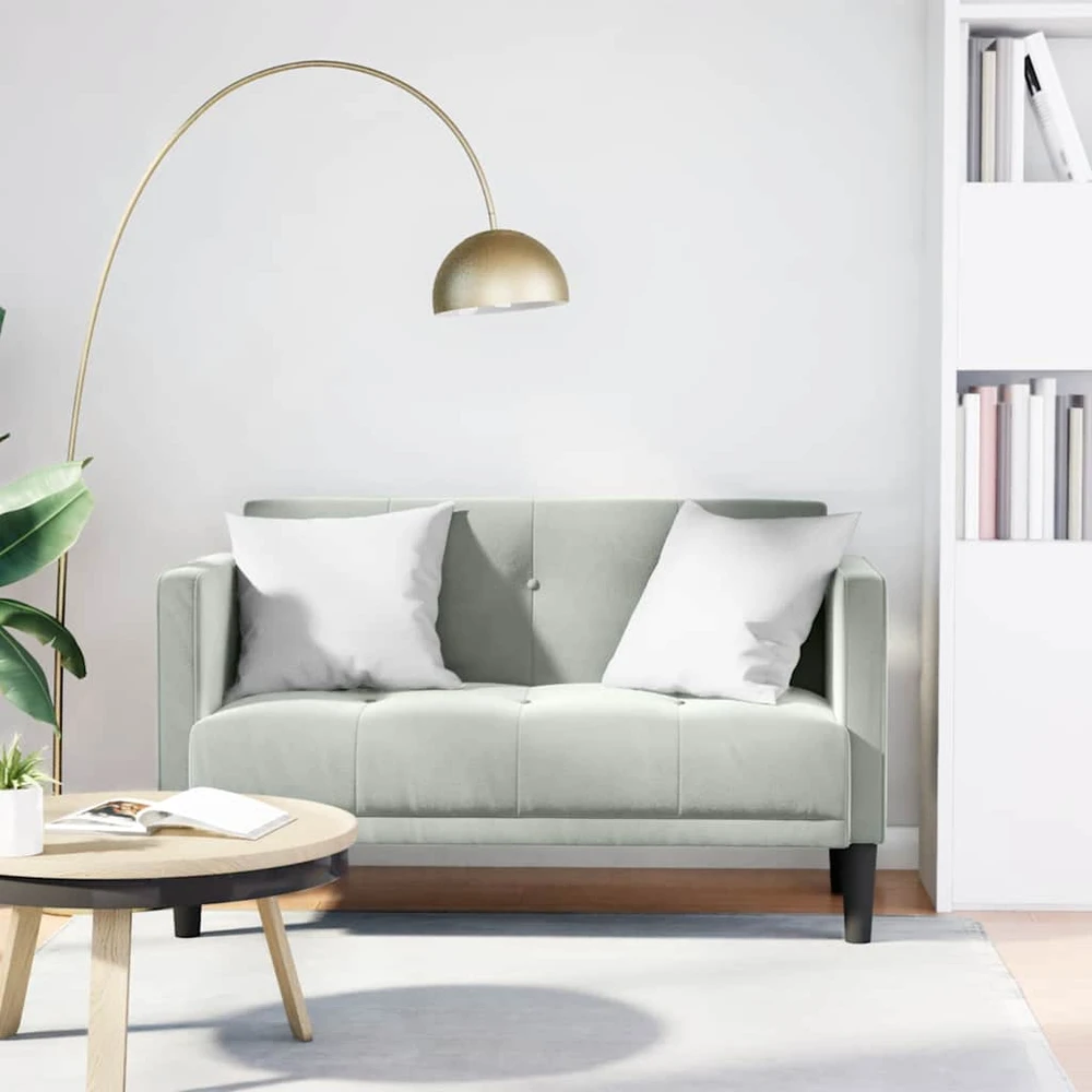 Dvivietė sofa, šviesiai pilka, 111 cm, aksomas