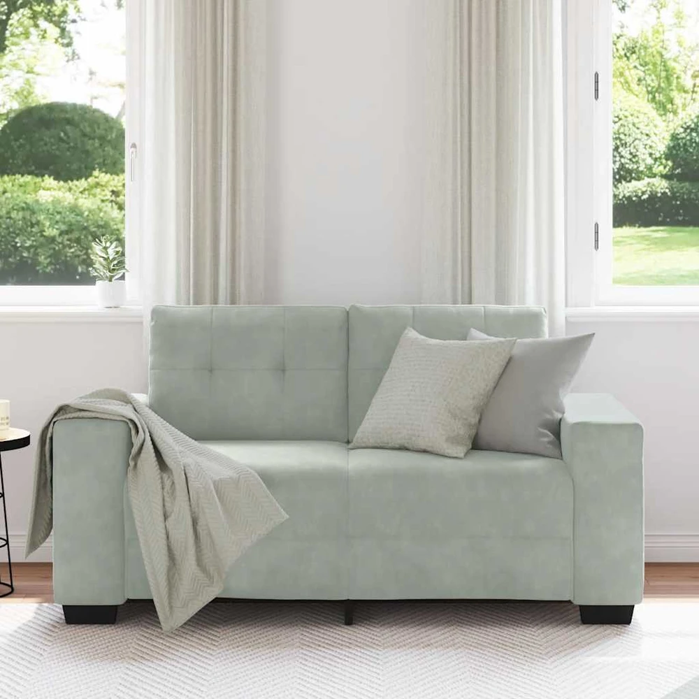 Dvivietė sofa, šviesiai pilka, 160x77x82 cm, aksomas