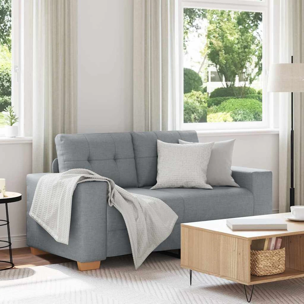 Dvivietė sofa, šviesiai pilka, 160x77x82 cm, audinys