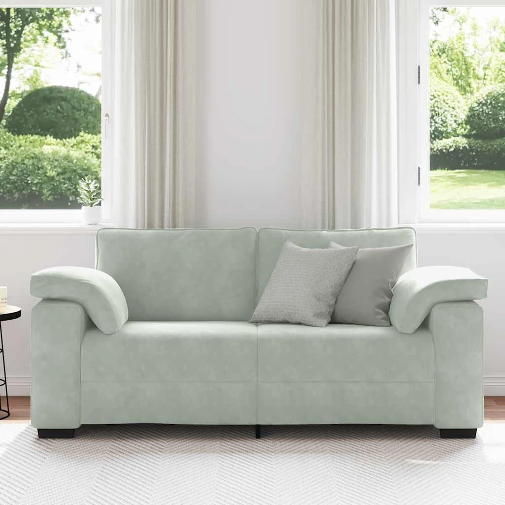Dvivietė sofa, šviesiai pilka, 180x77x82 cm, aksomas