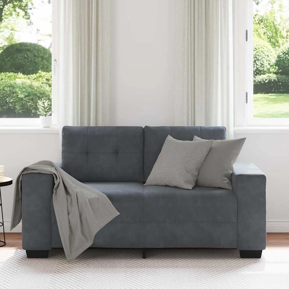 Dvivietė sofa, tamsiai pilka, 160x77x82 cm, aksomas