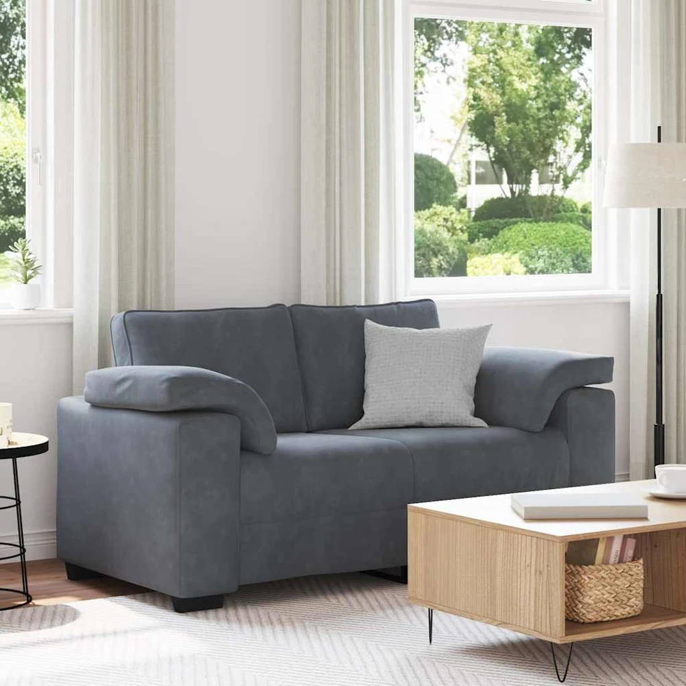 Dvivietė sofa, tamsiai pilka, 160x77x82 cm, aksomas