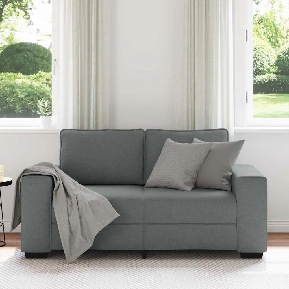 Dvivietė sofa, tamsiai pilka, 160x77x82 cm, audinys