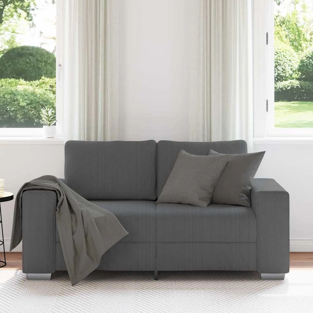 Dvivietė sofa, tamsiai pilka, 160x77x82 cm, velvetas, audinys