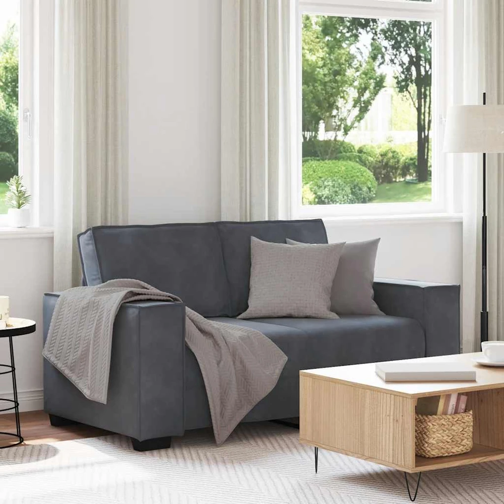 Dvivietė sofa, tamsiai pilka, 160x78x84 cm, aksomas