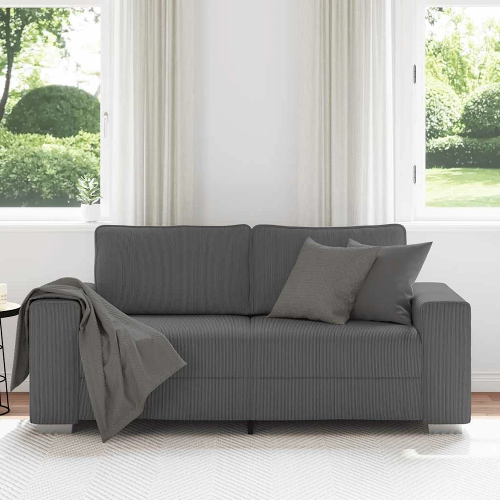 Dvivietė sofa, tamsiai pilka, 180x77x82 cm, velvetas, audinys