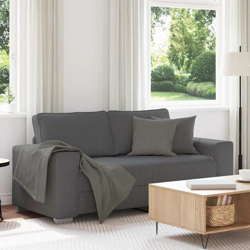 Dvivietė sofa, tamsiai pilka, 180x77x82 cm, velvetas, audinys