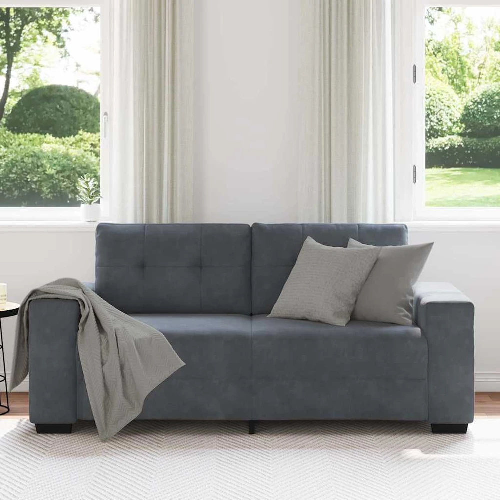 Dvivietė sofa, tamsiai pilka, 180x77x82 cm, aksomas
