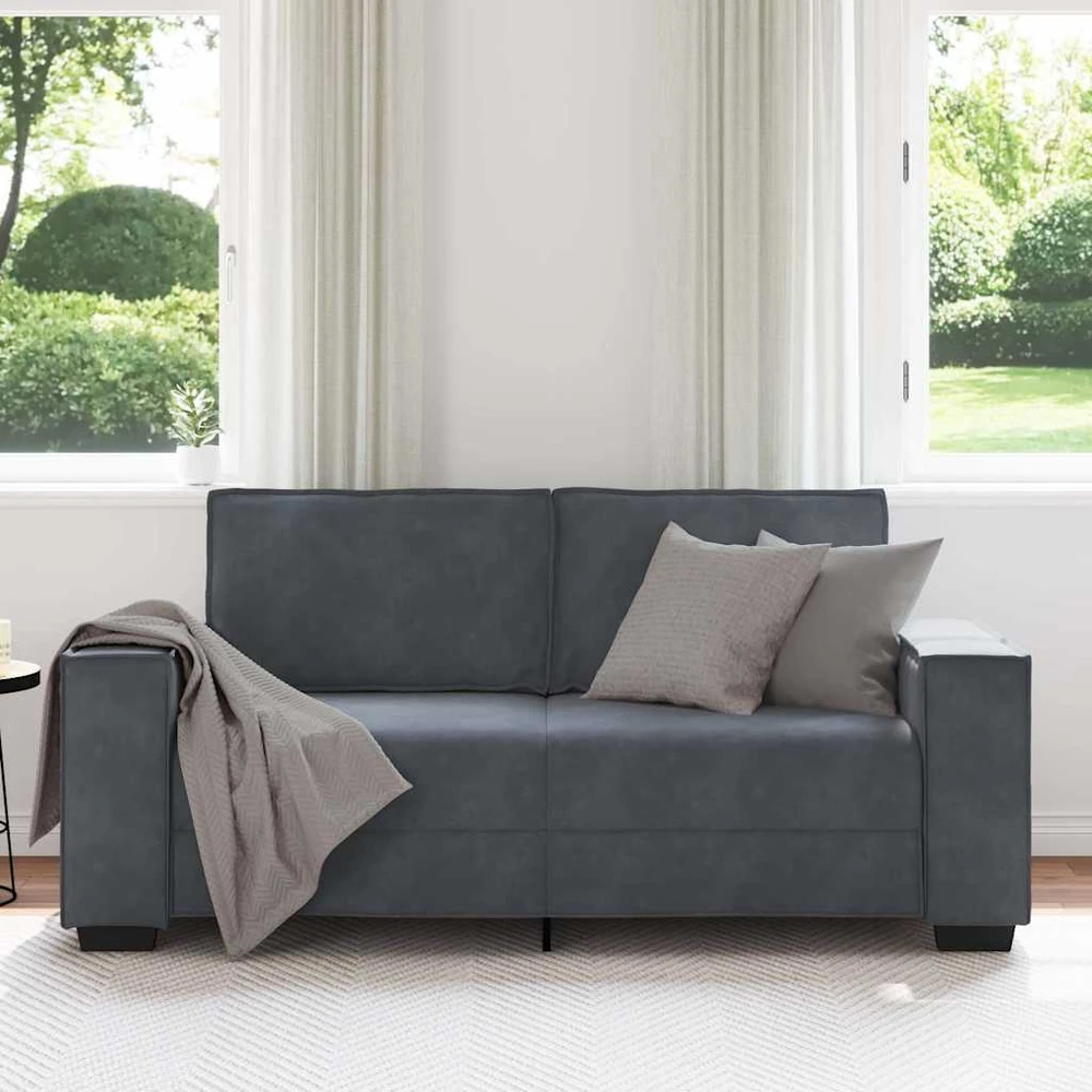 Dvivietė sofa, tamsiai pilka, 180x78x84 cm, aksomas