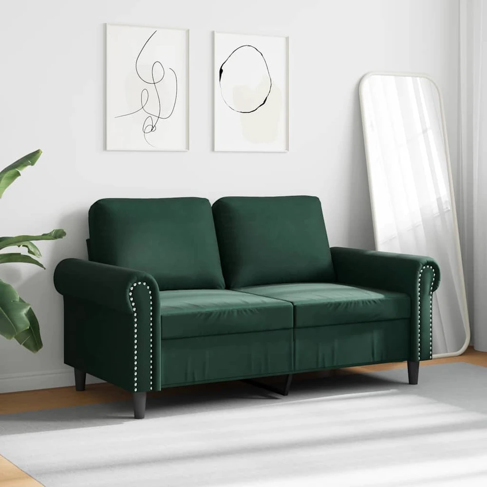 Dvivietė sofa, tamsiai žalios spalvos, 120cm, aksomas