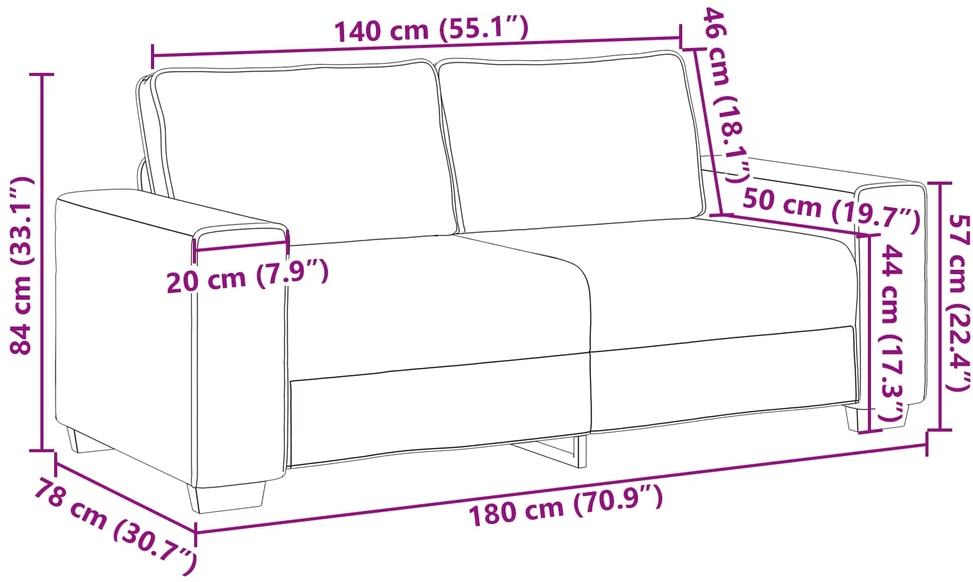 Dvivietė sofa Vyno raudona 180 cm Dirbtinė oda