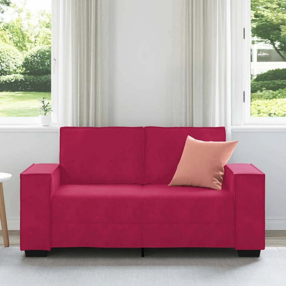 Dvivietė sofa, vyno raudonumo, 160x78x84 cm, aksominė