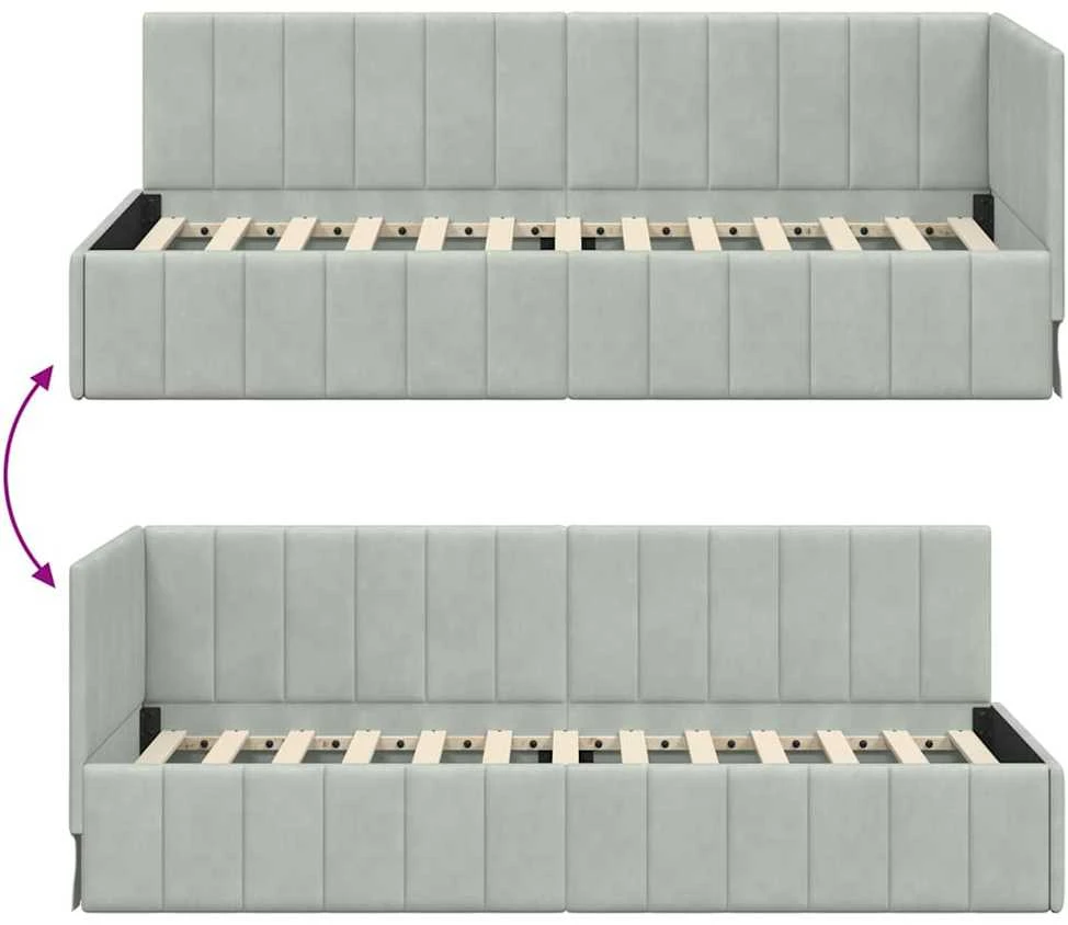 Lova Kampinė lovos konstrukcija Šviesiai pilka 80 cm x 200 cm