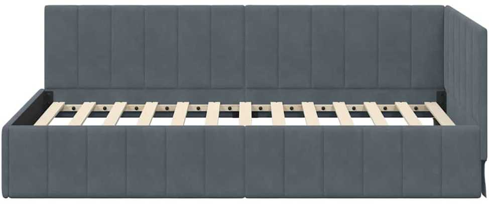 Lova Kampinė lovos konstrukcija Tamsiai pilka 90 cm x 200 cm Aksomas