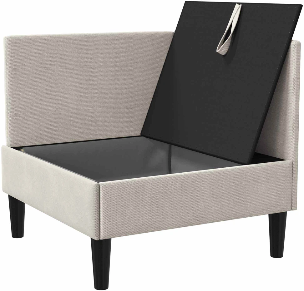 Kampinė Sofa su Saugykla Avižinė Aksomas