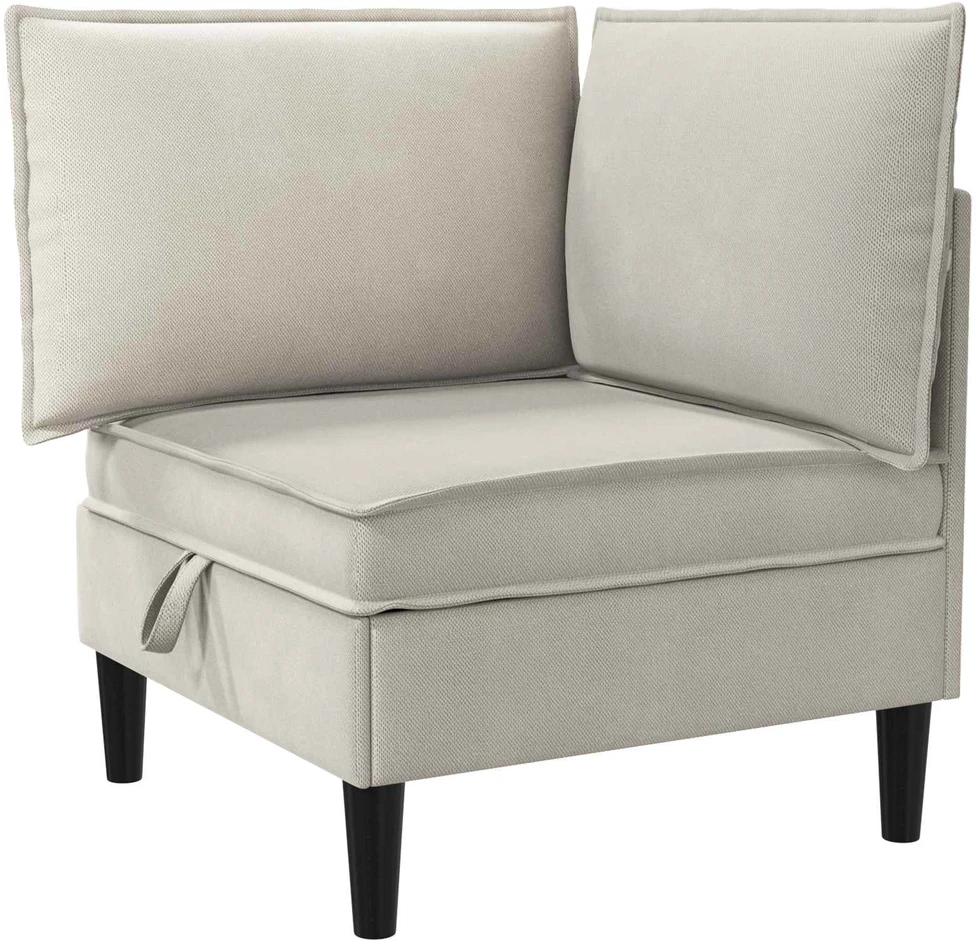 Kampinė Sofa su Saugykla Avižinė Aksomas