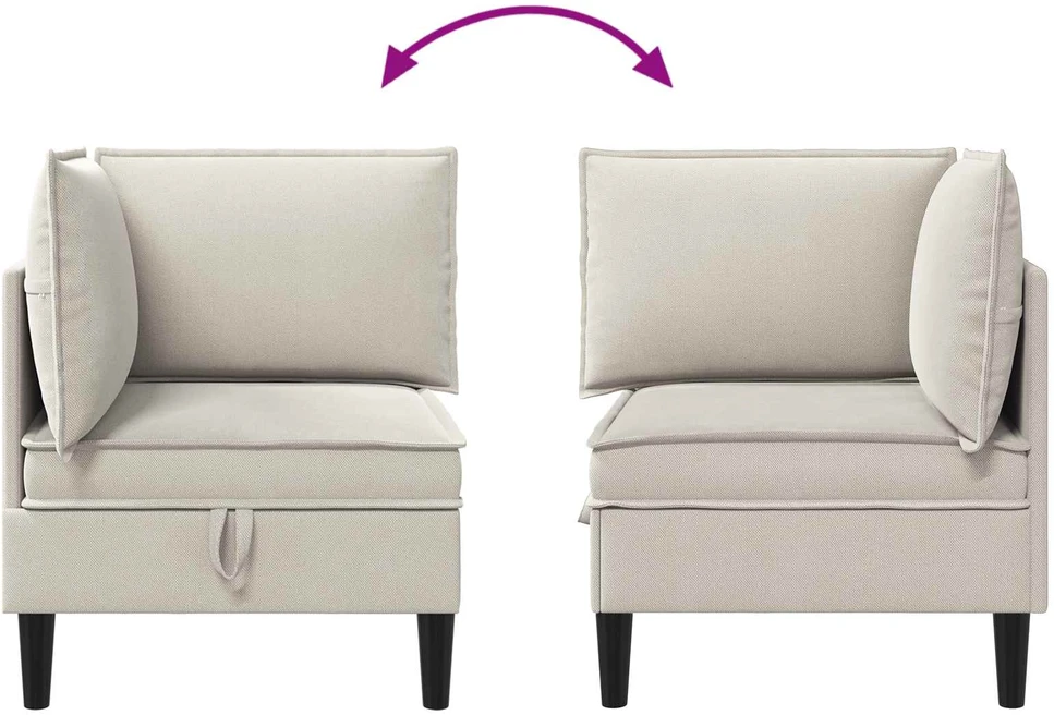 Kampinė Sofa su Saugykla Avižinė Aksomas