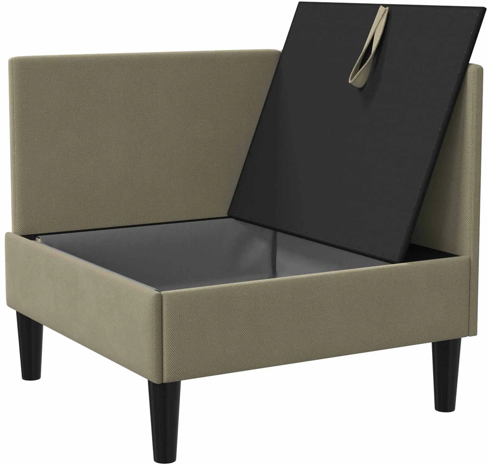 Kampinė Sofa su Saugykla Chaki Aksomas