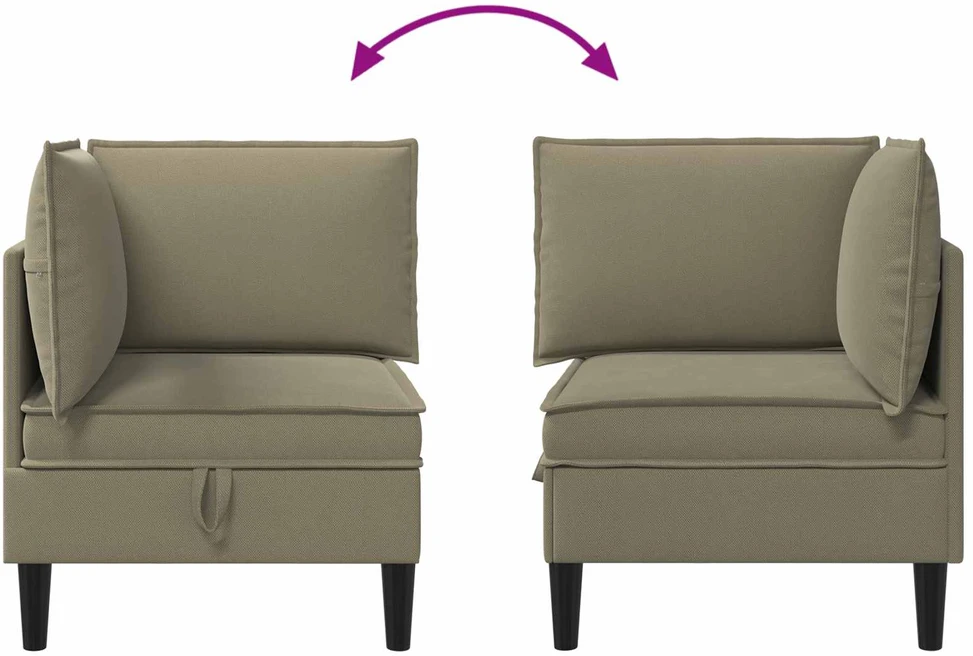 Kampinė Sofa su Saugykla Chaki Aksomas
