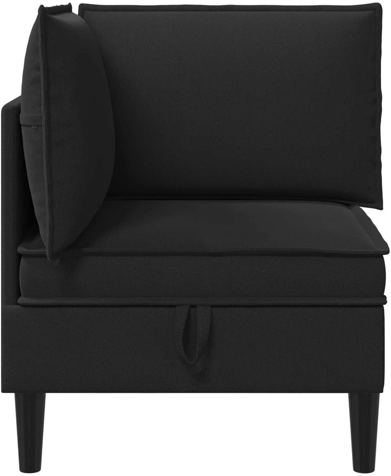 Kampinė Sofa su Saugykla Juoda Aksomas