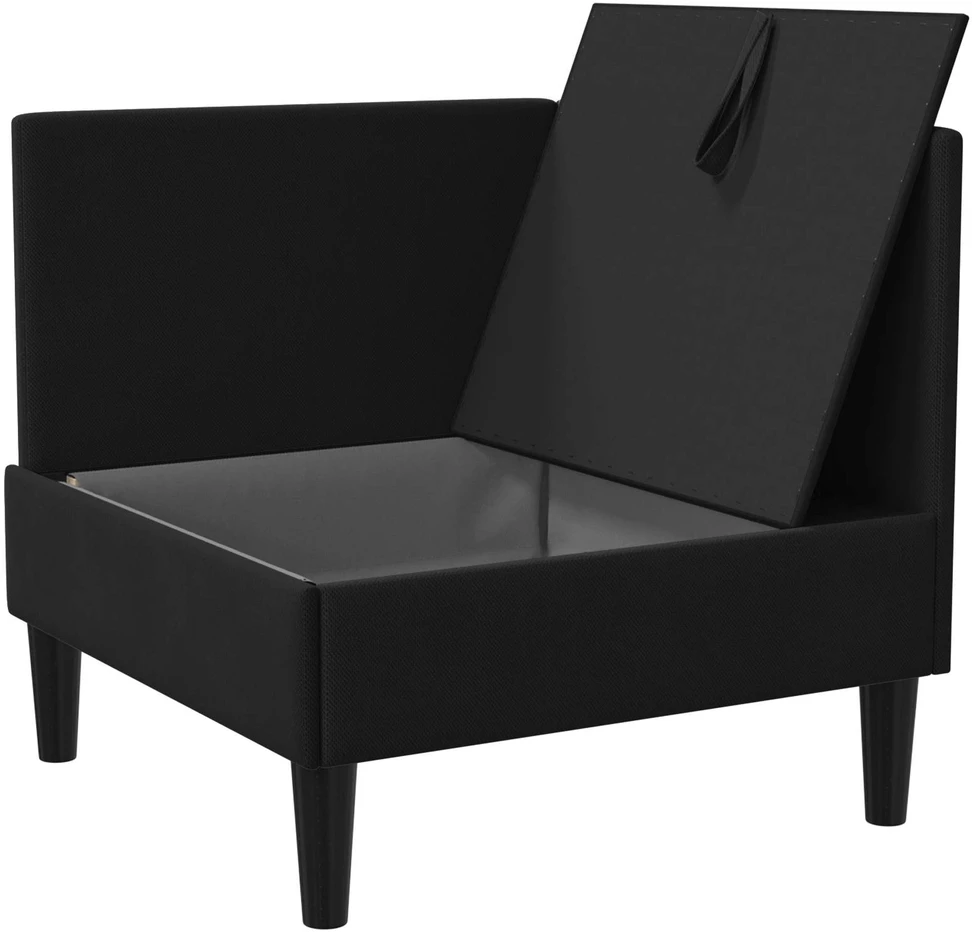 Kampinė Sofa su Saugykla Juoda Aksomas