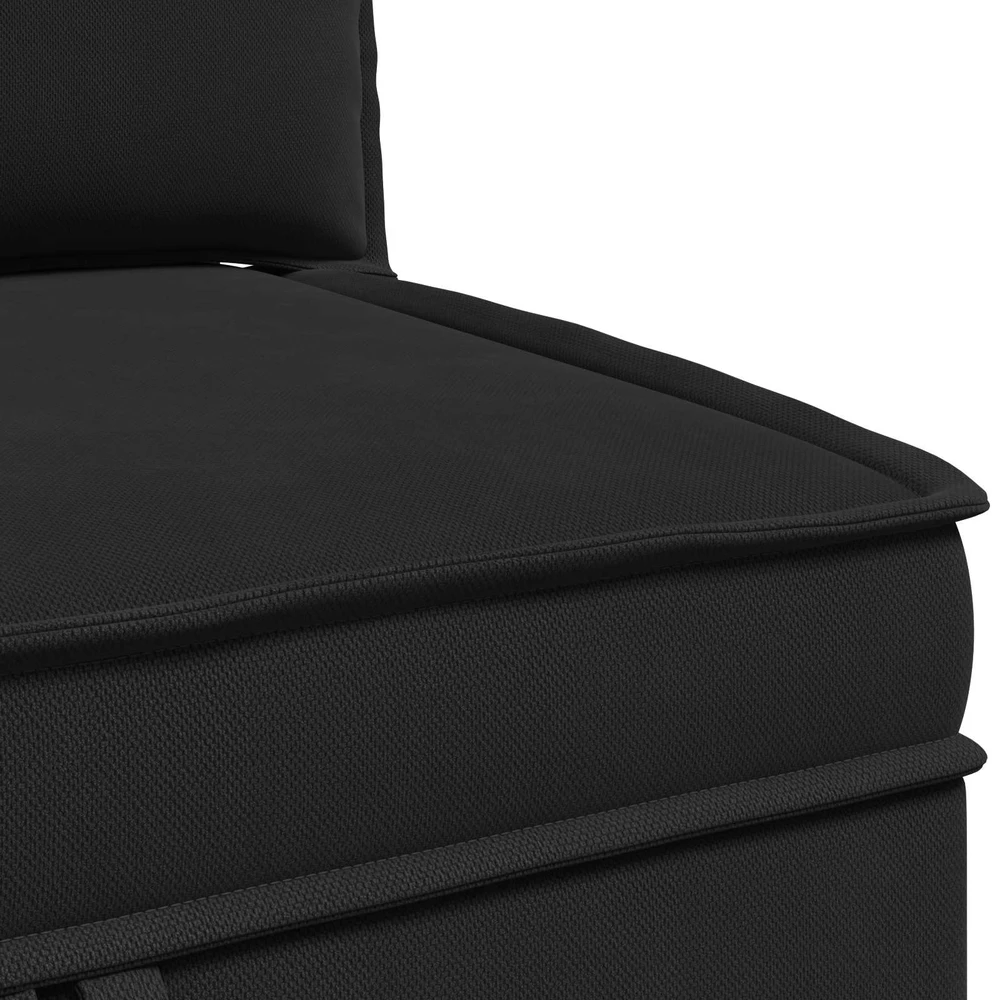 Kampinė Sofa su Saugykla Juoda Aksomas