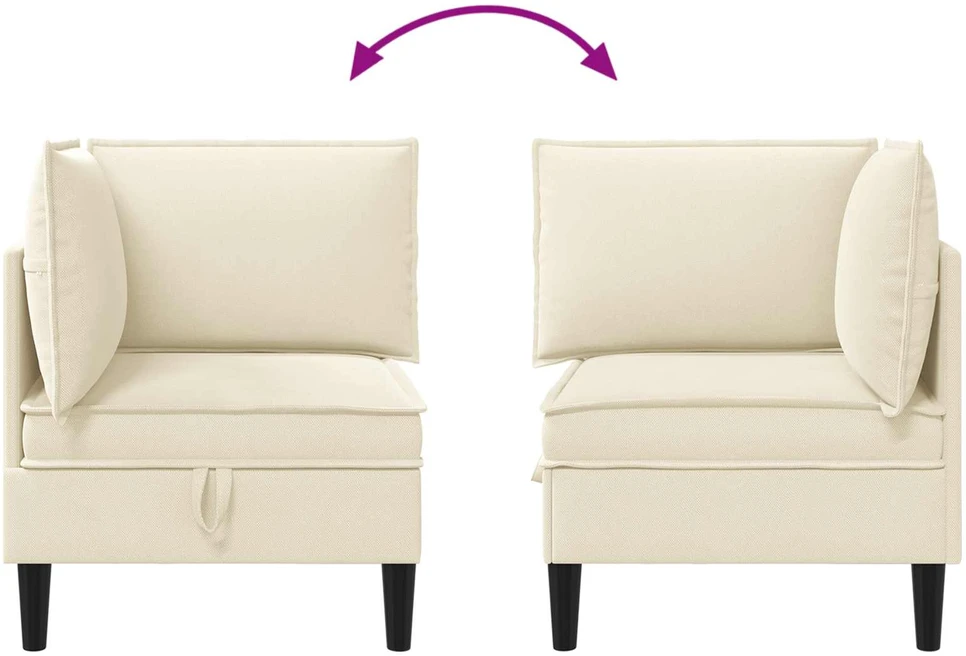 Kampinė Sofa su Saugykla Kreminė Aksomas