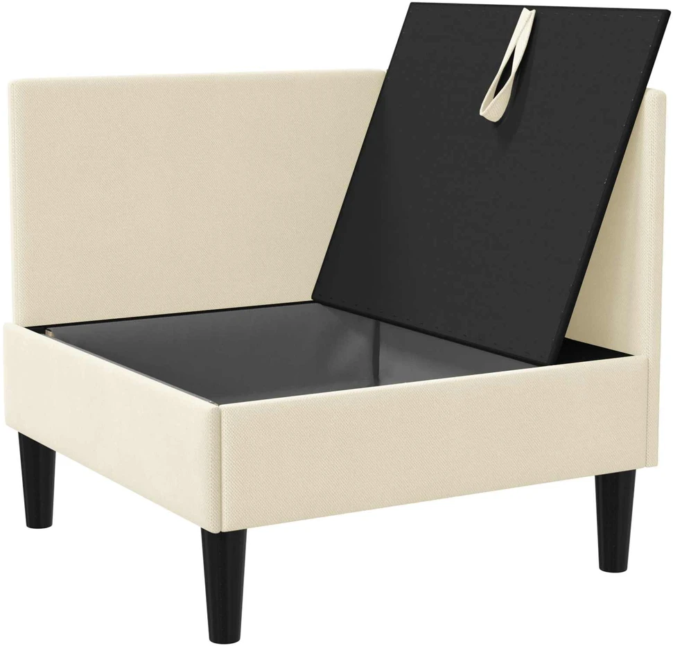 Kampinė Sofa su Saugykla Kreminė Aksomas