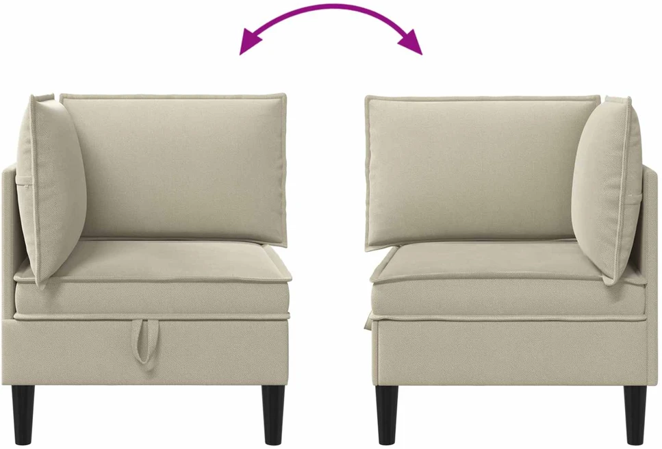 Kampinė Sofa su Saugykla Smėlio Aksomas