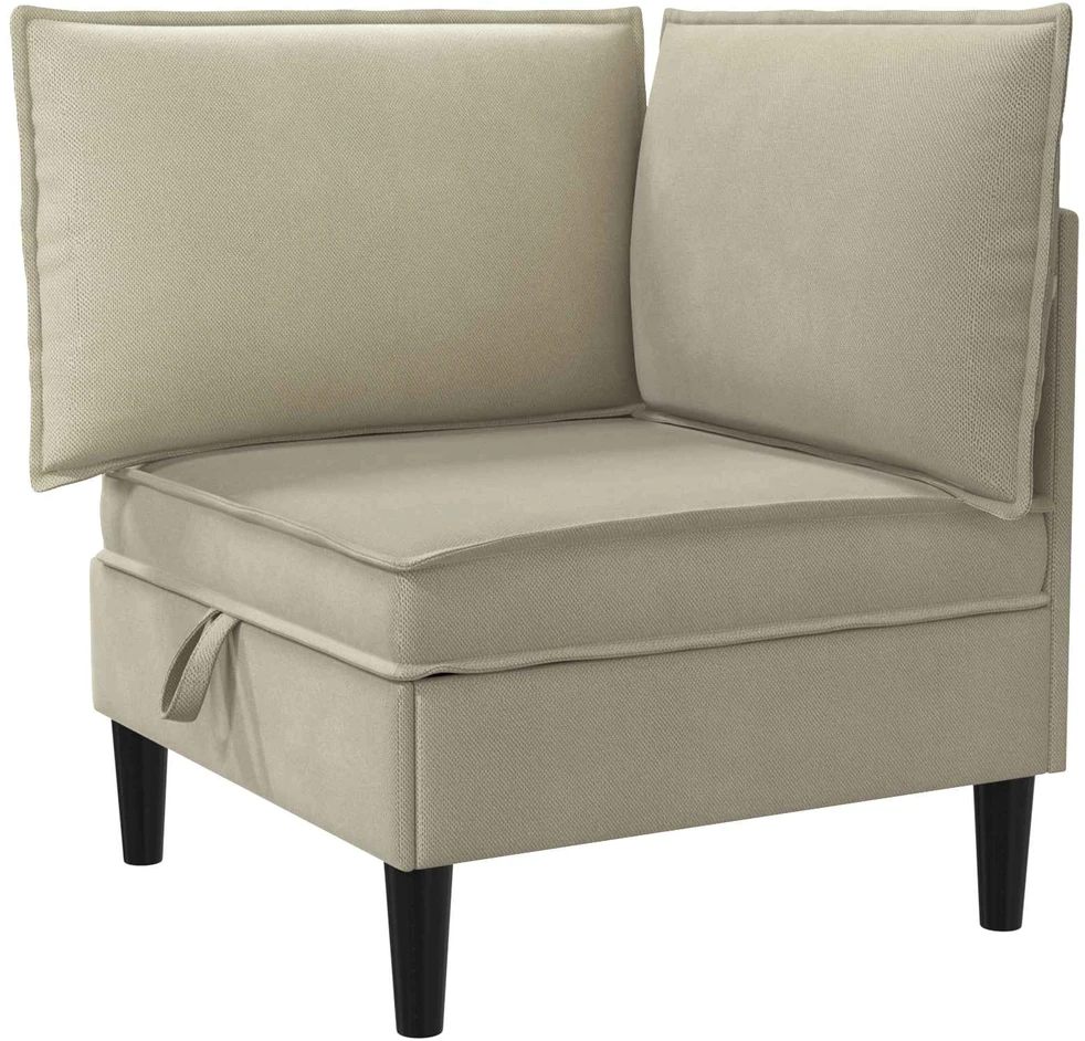 Kampinė Sofa su Saugykla Smėlio Aksomas