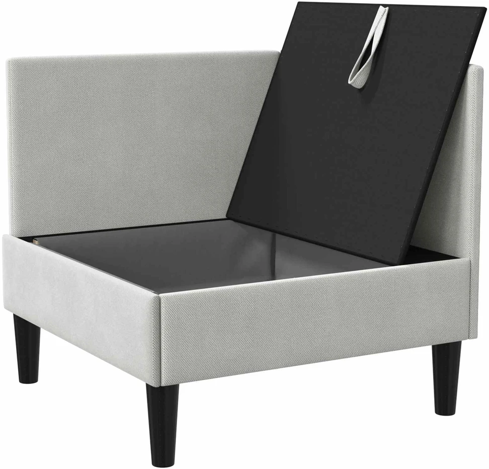 Kampinė Sofa su Saugykla Šviesiai pilka Aksomas