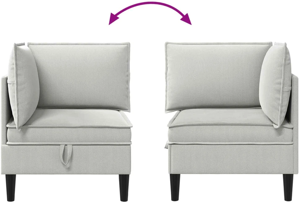 Kampinė Sofa su Saugykla Šviesiai pilka Aksomas