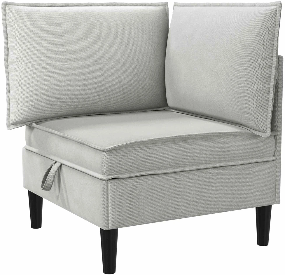 Kampinė Sofa su Saugykla Šviesiai pilka Aksomas