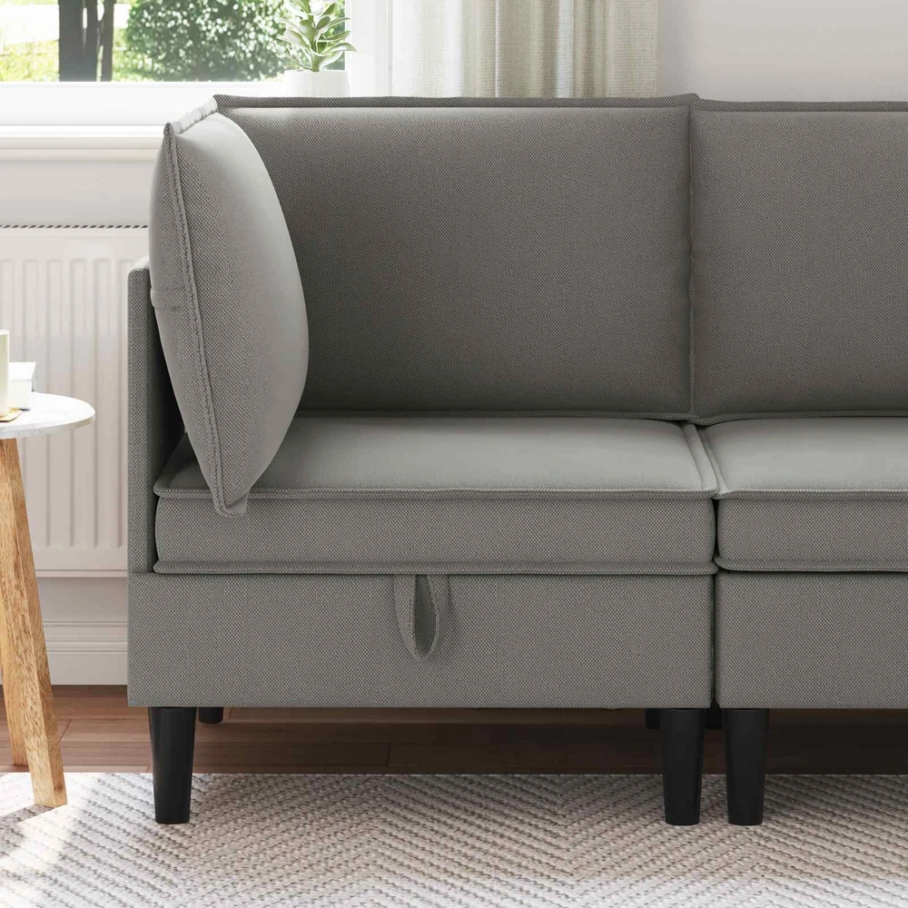 Kampinė Sofa su Saugykla Tamsiai pilka Aksomas